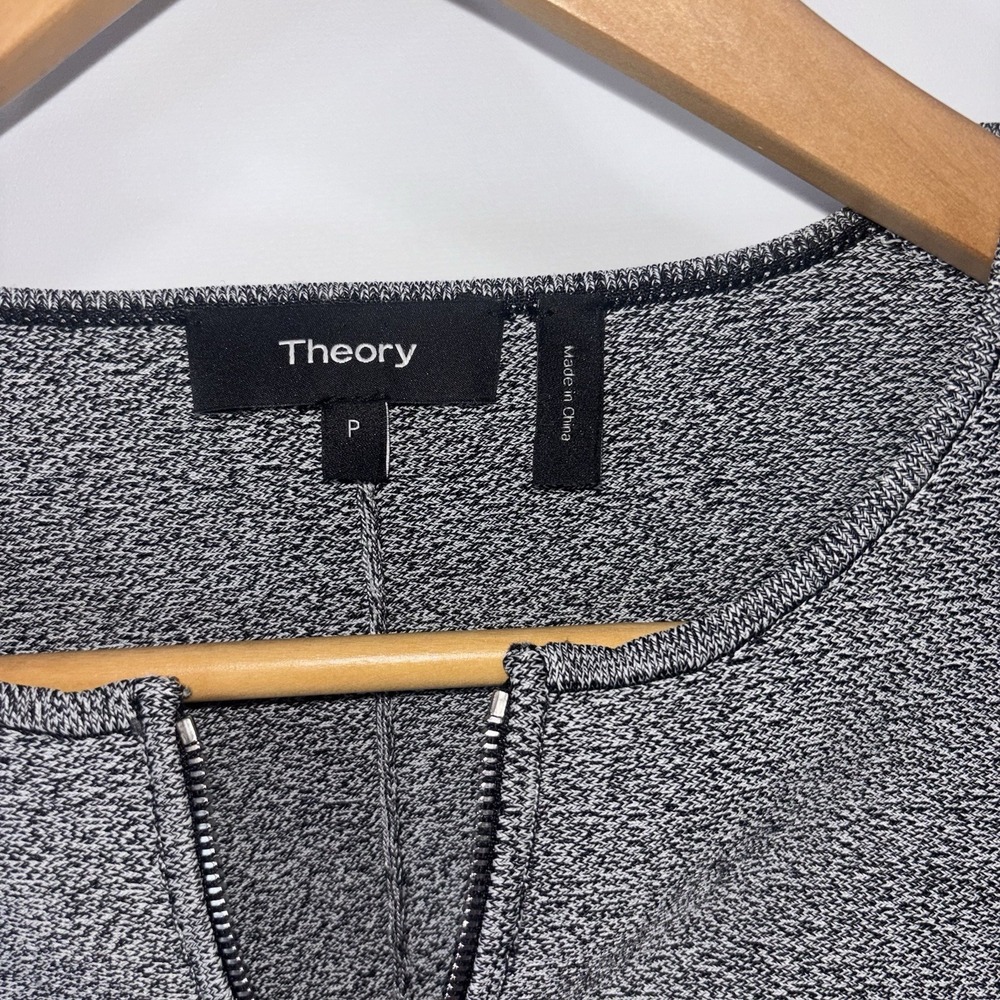 Theory Gray Knit Peplum Zip Jacket Stretch Minimalist Office Petite S - Picture 4 of 9